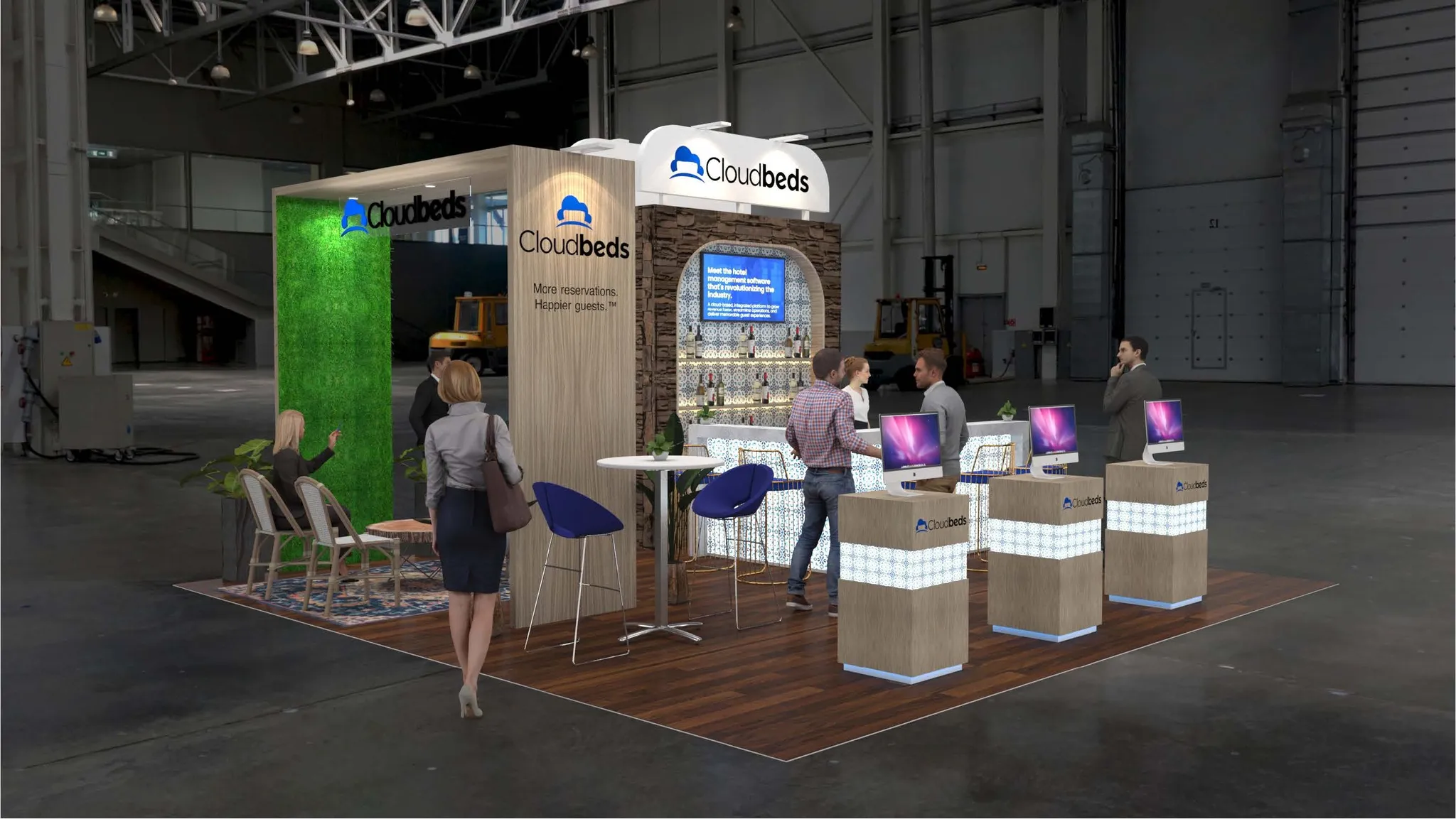 20x20 Island booth design by Reaction Space